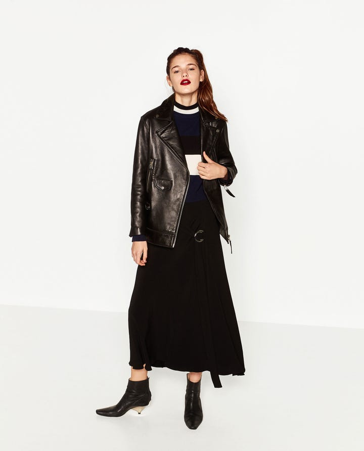 Leather Jacket Ping Guide If You Don T Tend To Wear Mid Or High Waisted Jeans Opt For A Full Length Longline Version Longer Silhouettes Work On Petite And Tall Women Alike
