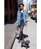 Street Style: Blue And Gray Cuteness With A Puppy To Match