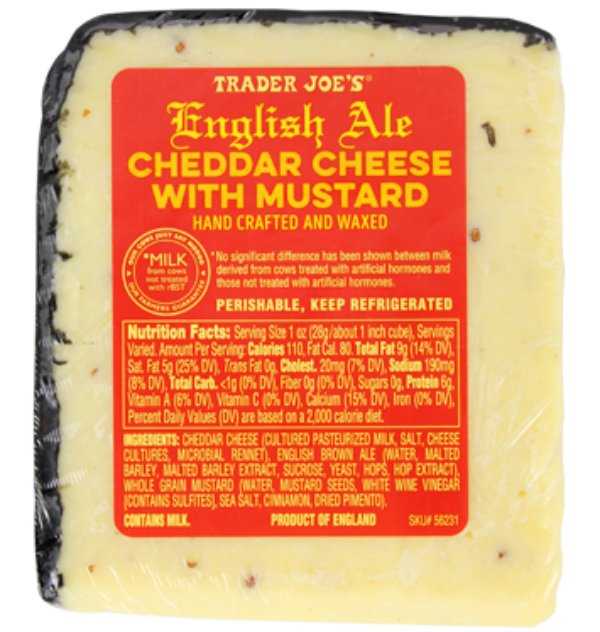 trader joe's cheddar cheese nutrition