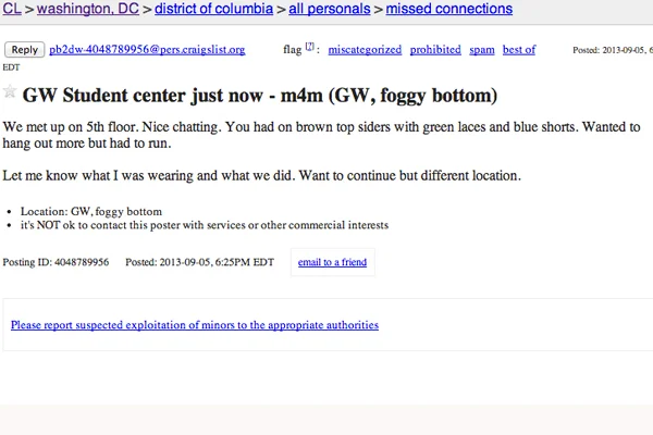 Washington Dc Craigslist Ads Funny Missed Connections