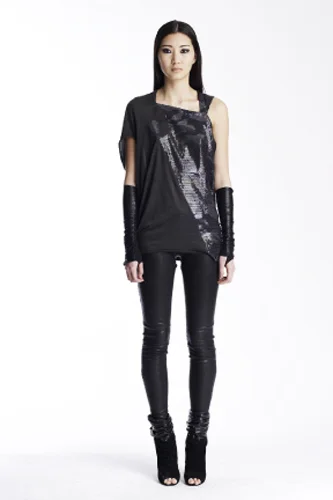 leather trim cut out back dress by yigal azrouel YIGAL AZROUEL Draped Cut Out Open Back Dress Black Size 6