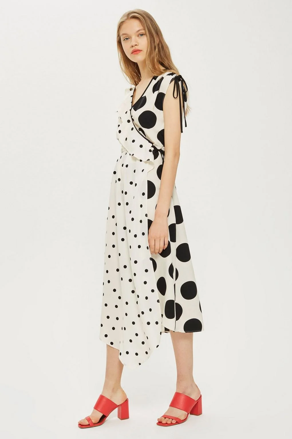 topshop mix spotted midi dress
