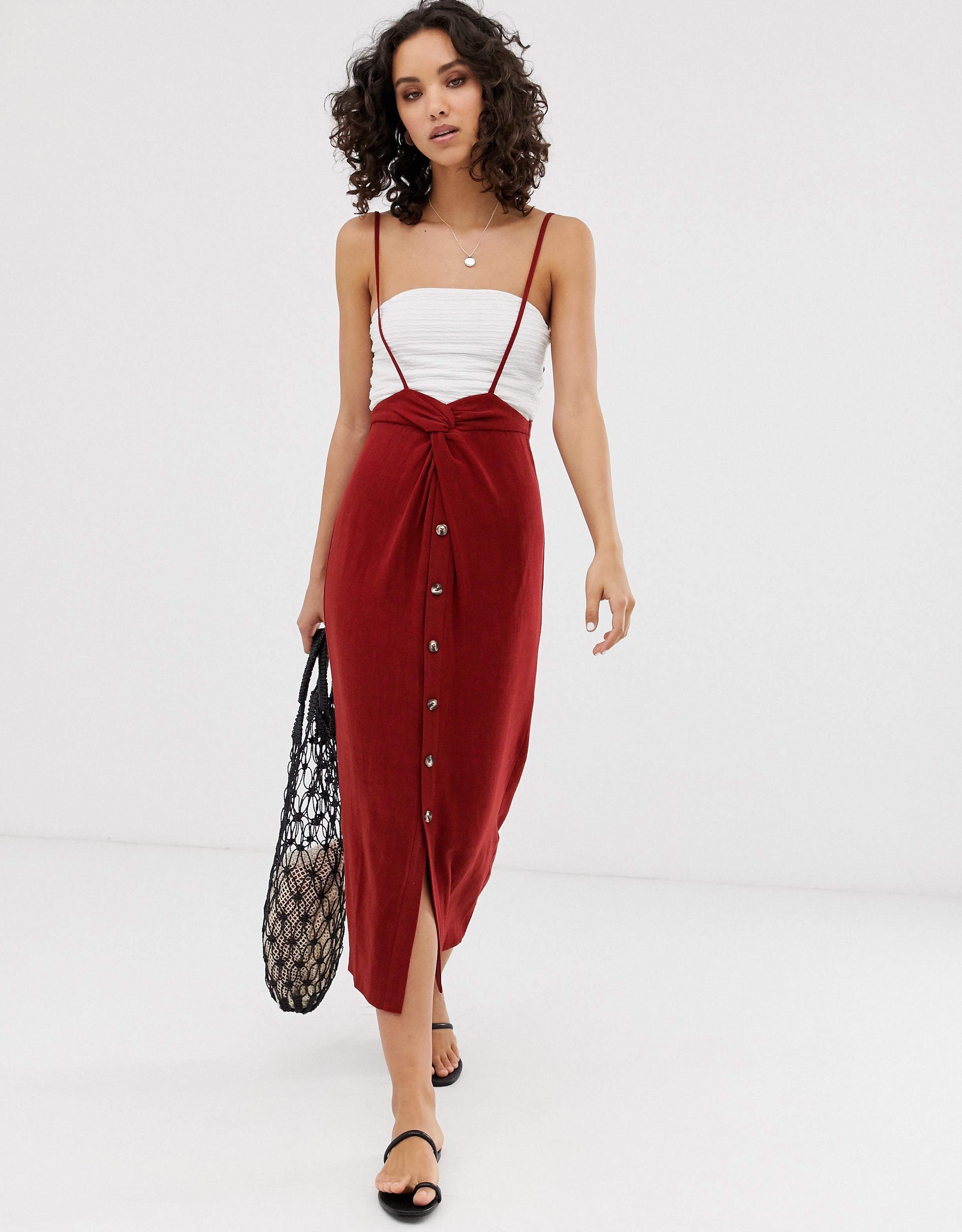 ASOS DESIGN + Twist Front Midi Jumper Dress