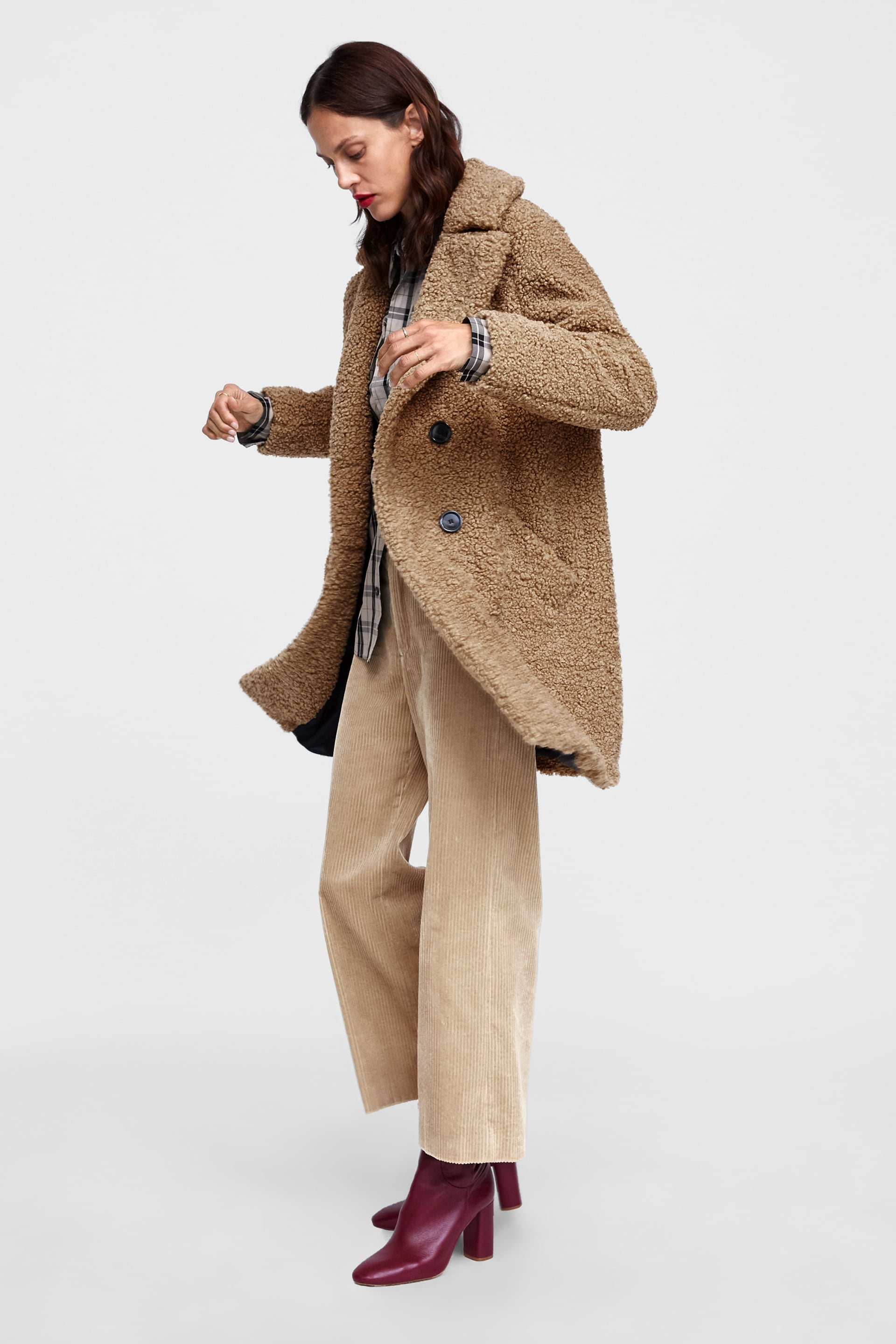 Best Zara Winter Coats 2018 Womens Fur Puffers More Zara Shearling Textured Coat