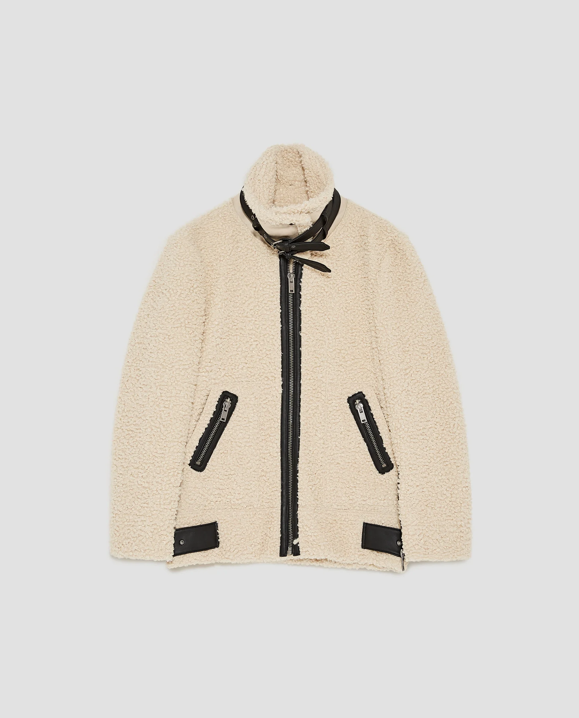 Zara Contrasting Faux Fur Jacket