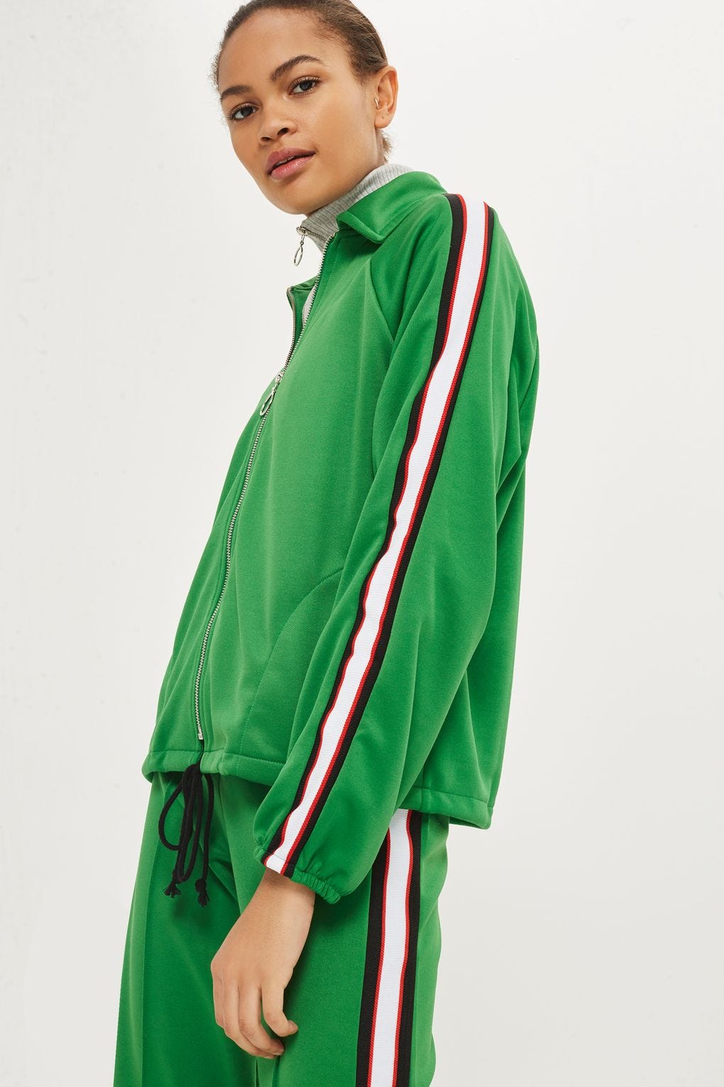 + Green Side Striped Track Jacket