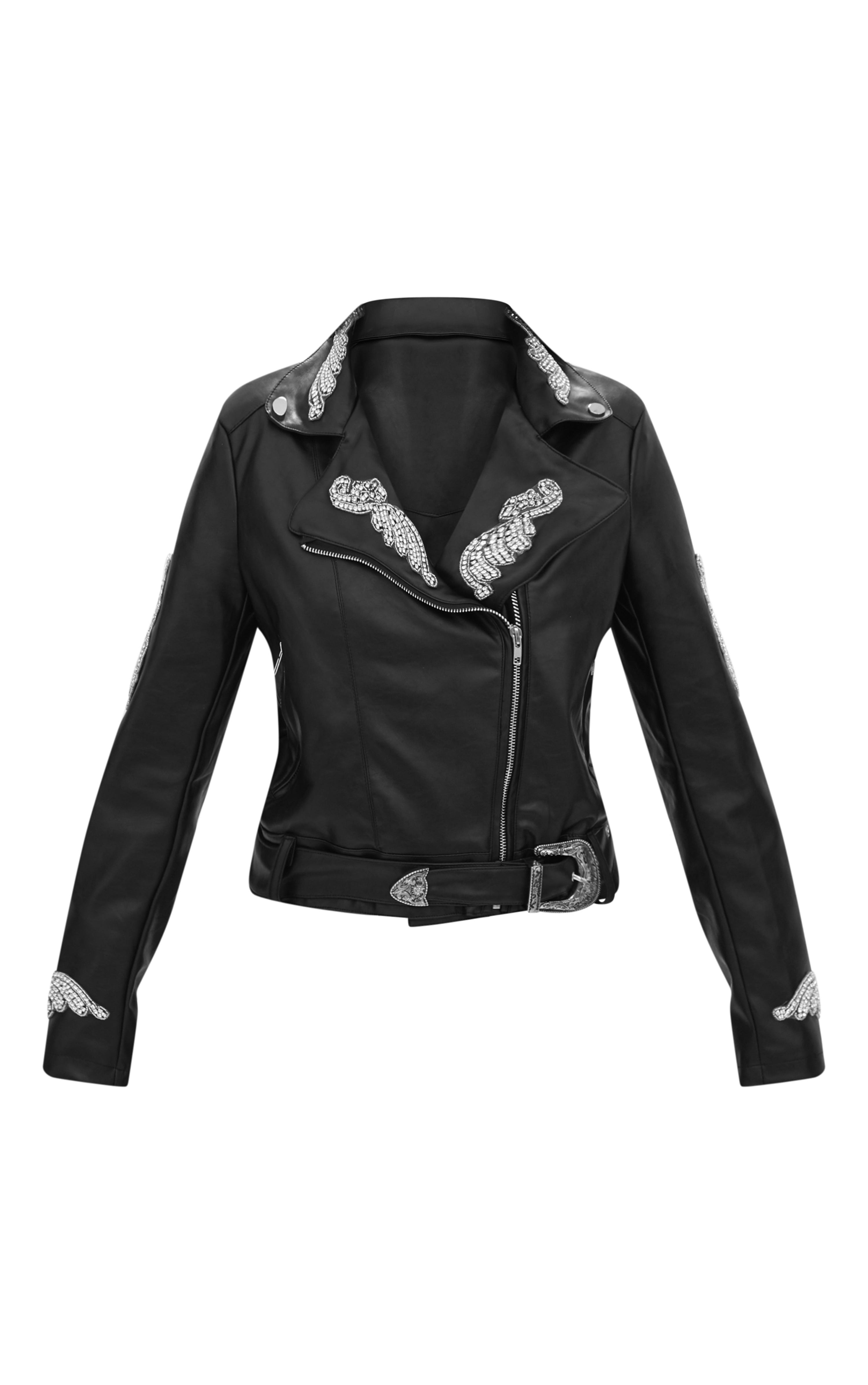 Prettylittlething Embellished Applique Detail Biker Jacket Embellished Applique Detail Biker Jacket 115 00 Now Review It At Prettylittlething