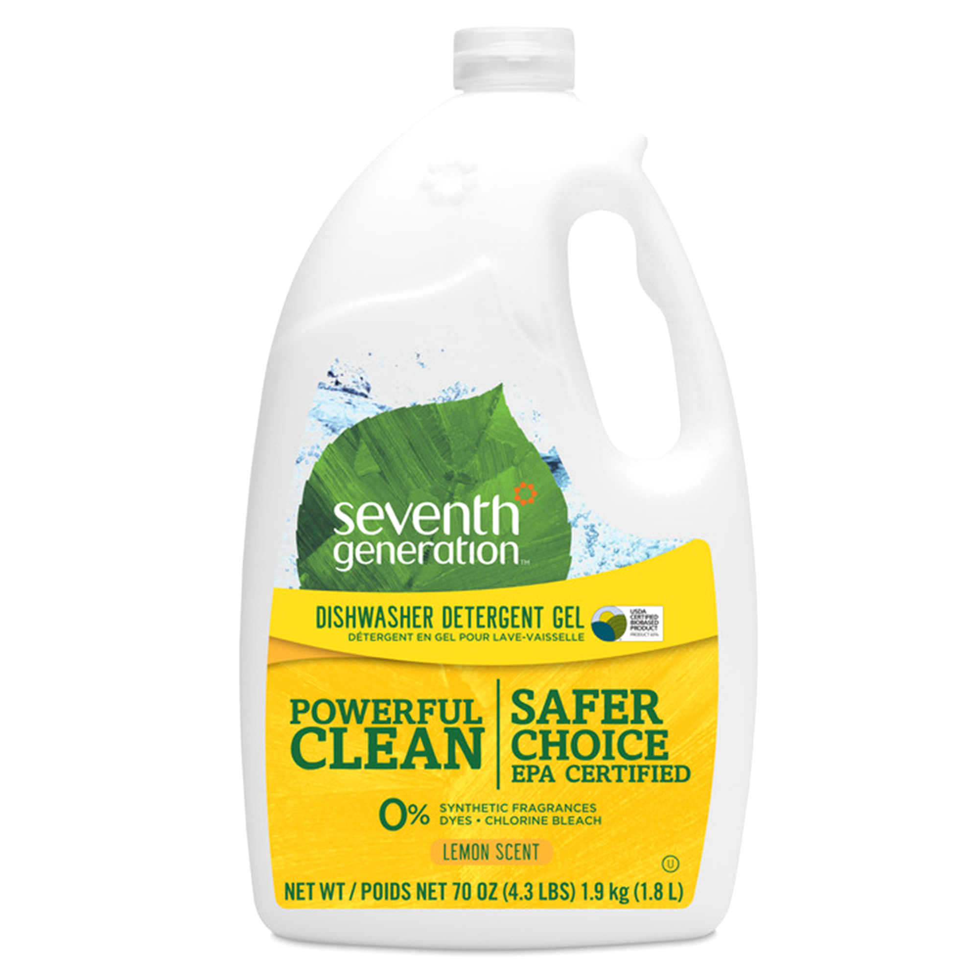 Seventh Generation + Powerful Clean Dishwashing Detergent Gel, Lemon, 70 Oz