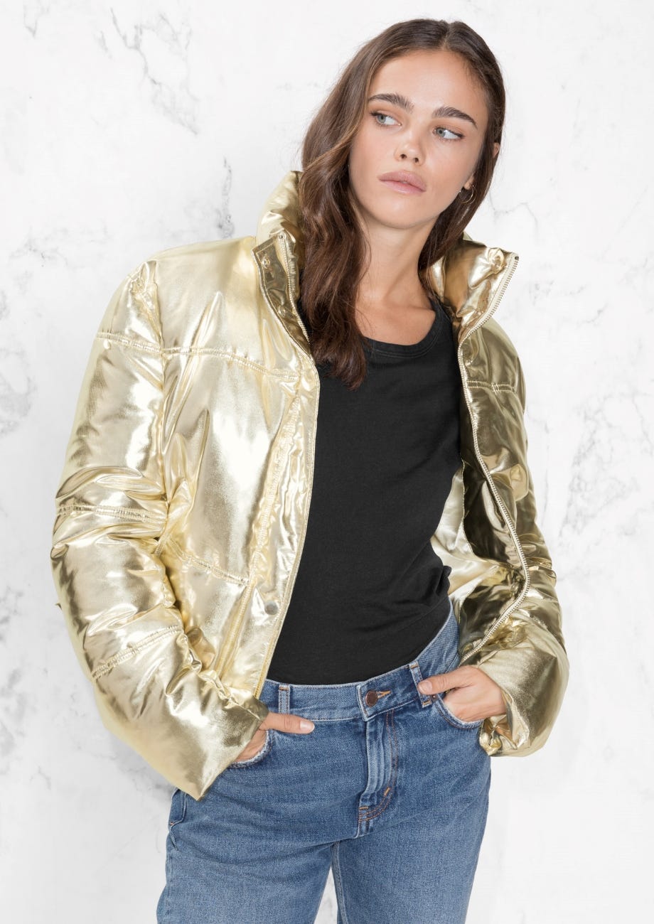 Cropped Puffer Jacket - Metallic main image 1
