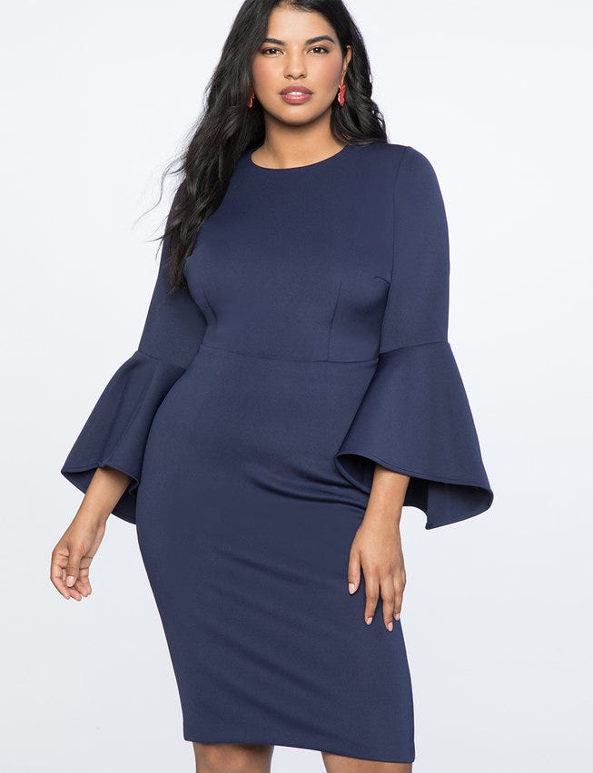 Eloquii + Flare Sleeve Scuba Dress