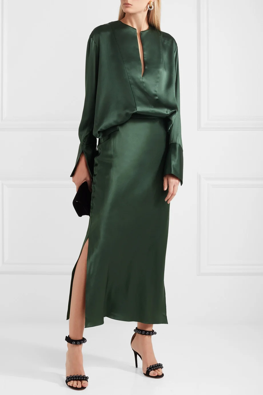 Michael Lo Sordo + Silk-satin Midi Skirt