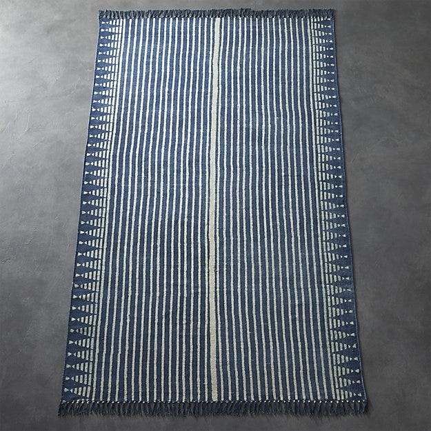 Verso + Indigo Blue Striped Rug