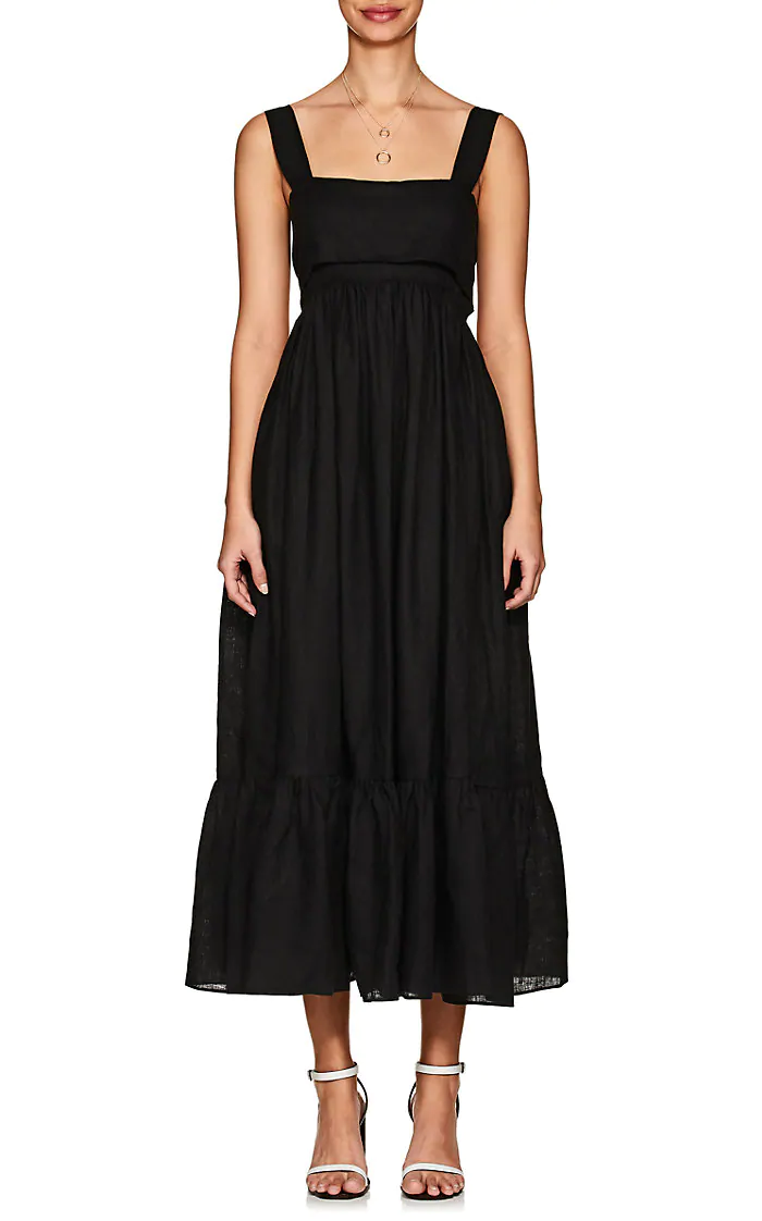 Chlo + Slub Linen Midi-Dress