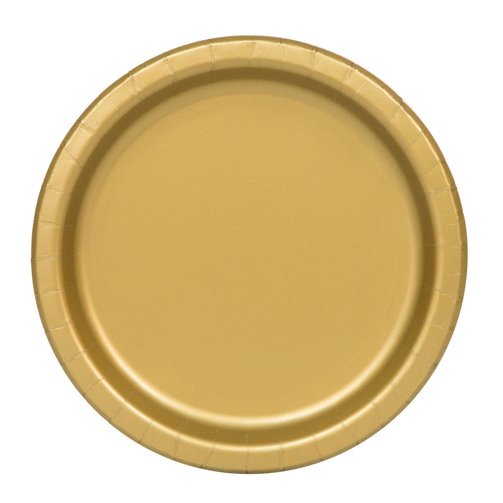 Unique Industries + Paper Plates, 7 in, Gold, 50ct