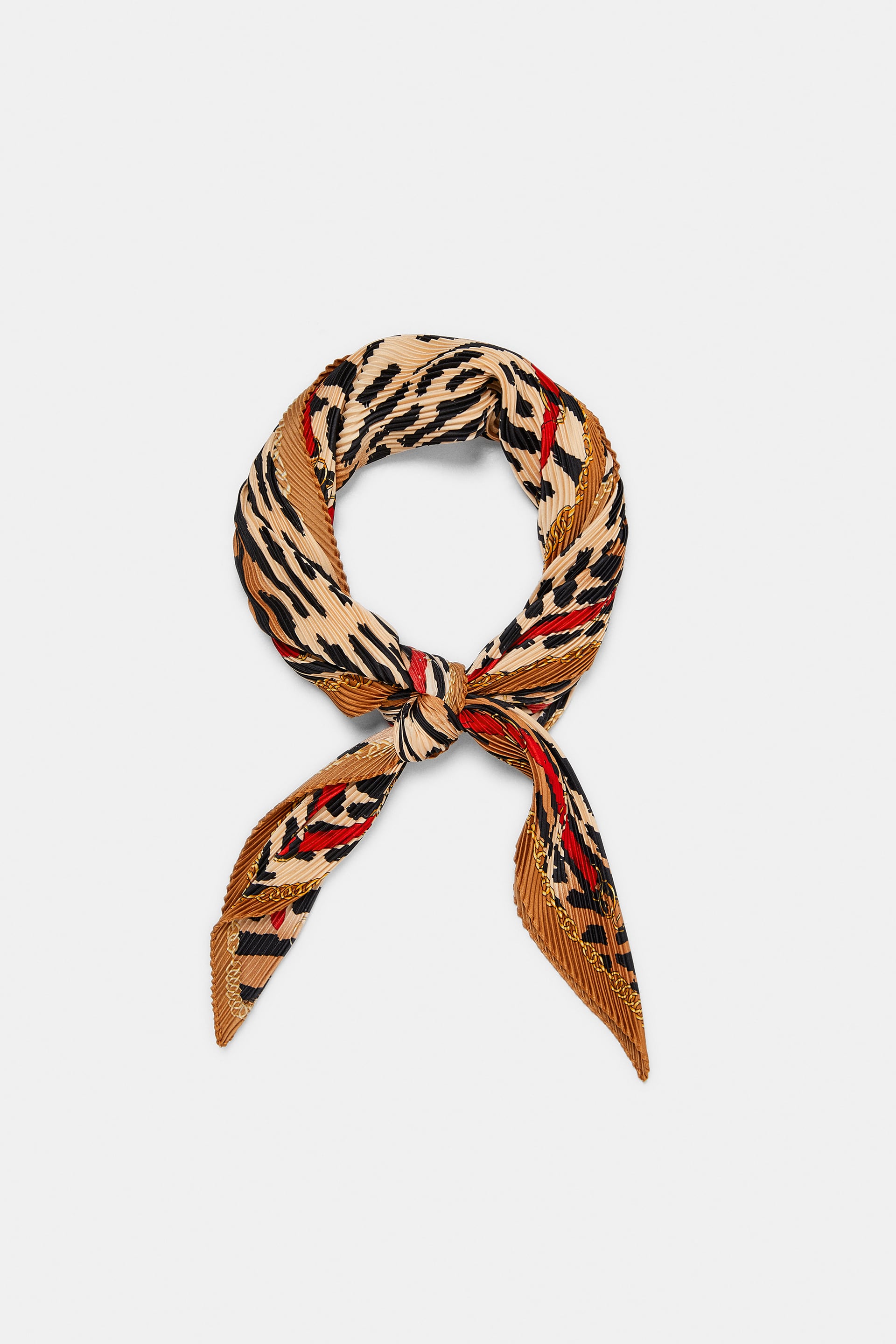 Zara + Pleated Animal Print Scarf