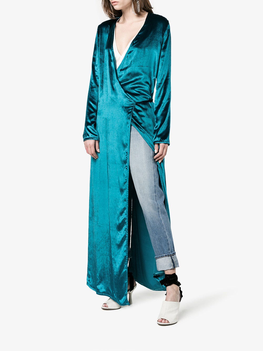 attico blue velvet dress Subscription Wrap Mini dress