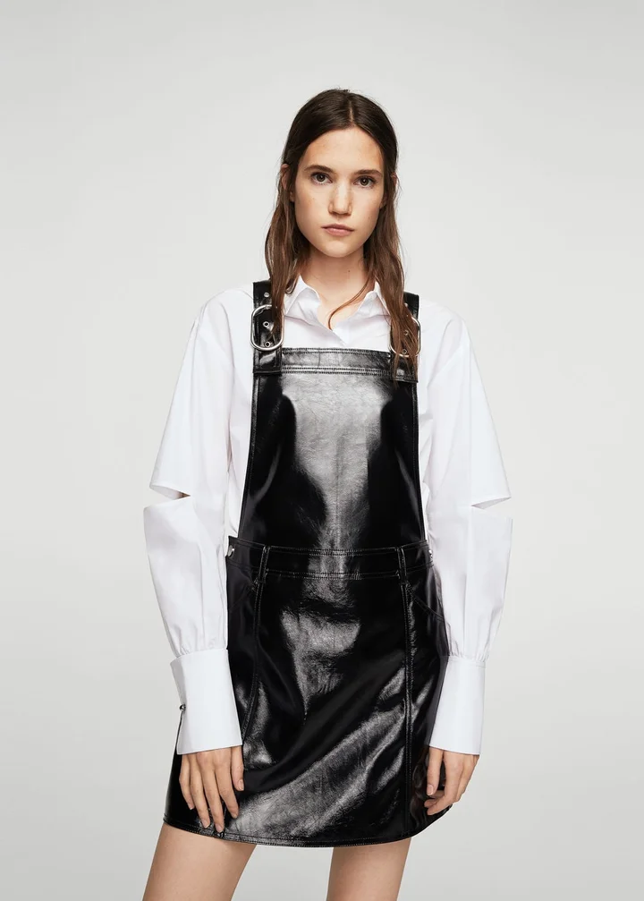 leather off shoulder dress Nadia — PU Leather Off-Shoulder Mini Dress main image 1