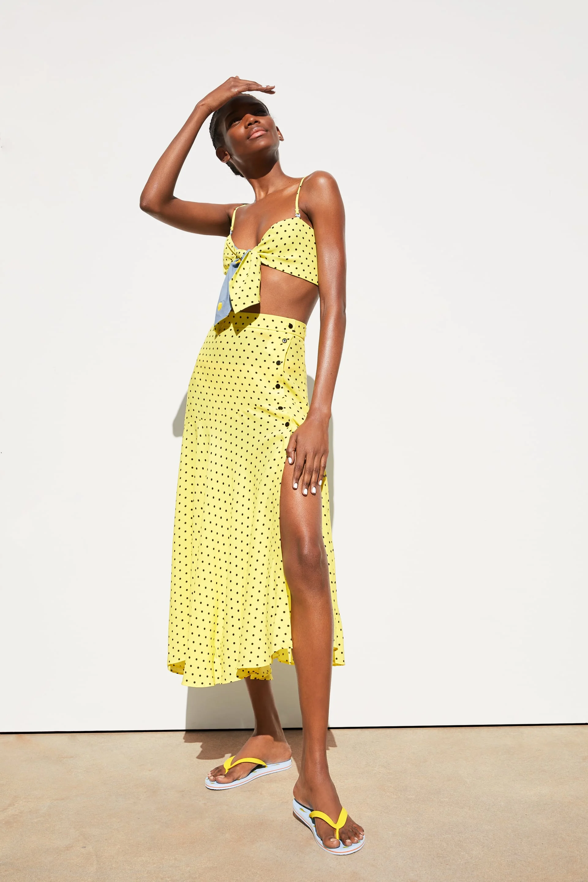 zara polka dot dress yellow