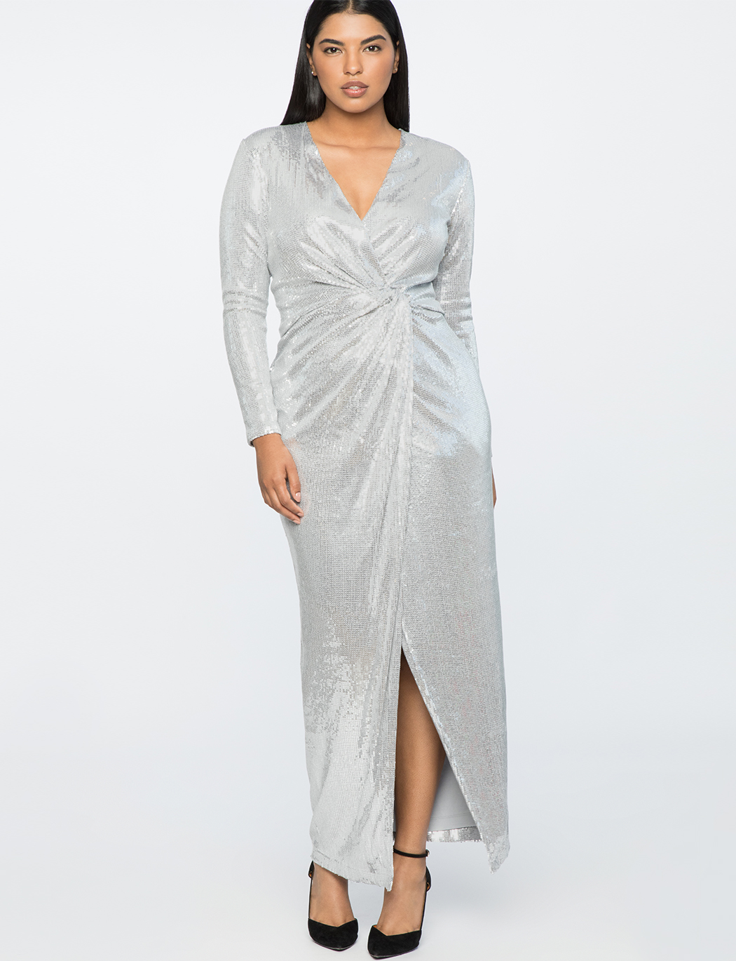 sequin wrap gown