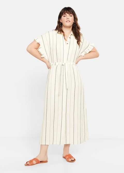 chinese dress ladies Striped Linen Dress main image 1