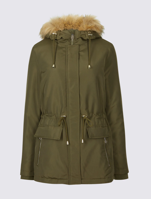 Marks & Spencer + Petite Drawstring Waist Parka with Stormwear