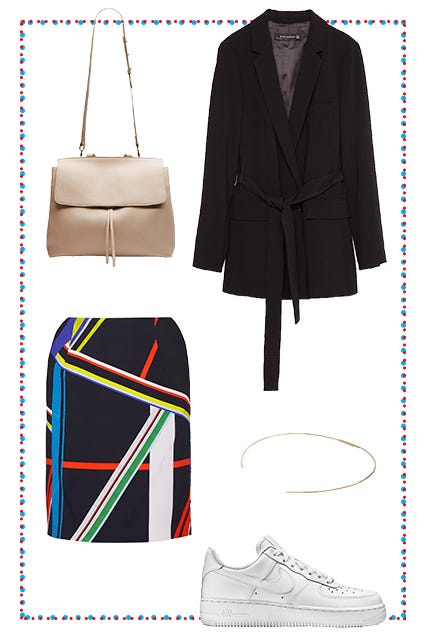 work outfit sneakers