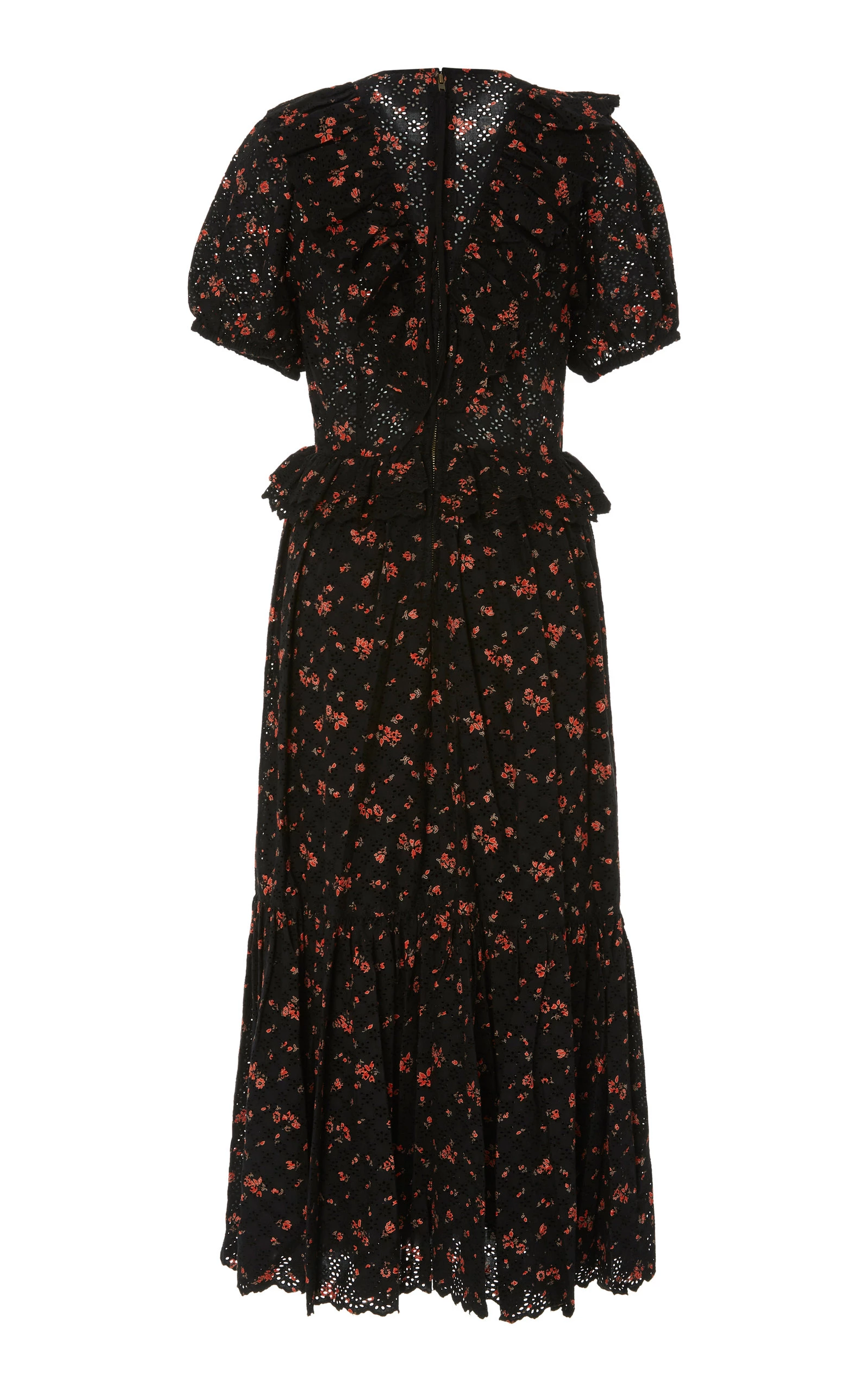 Ulla Johnson + Bettine Floral Embroidered Broderie Anglaise Midi Dress