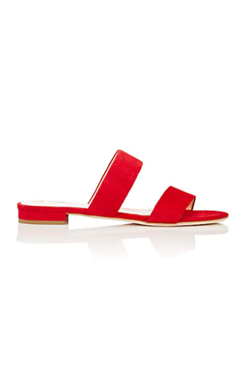 Barneys New York + Suede Double-Band Slides