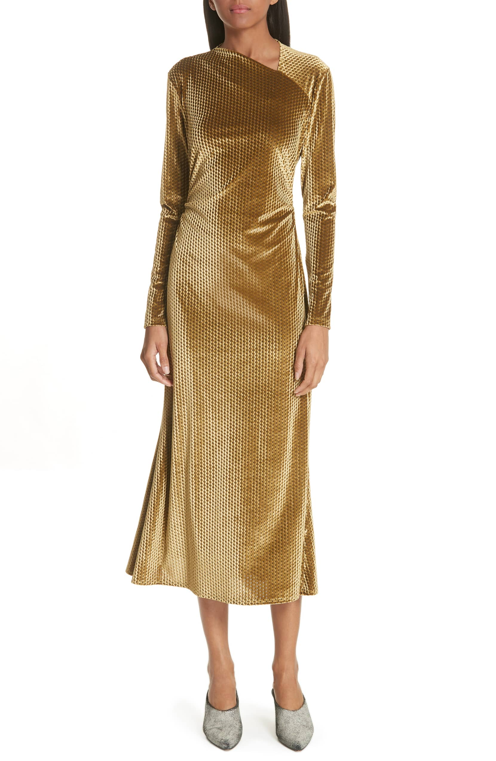 Rachel Comey + Ruched Velvet Jacquard Midi Dress