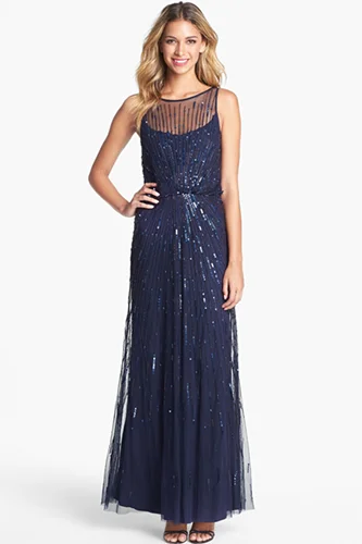 Aidan Mattox + flared sheer-panel midi dress Aidan Mattox + flared sheer-panel midi dress