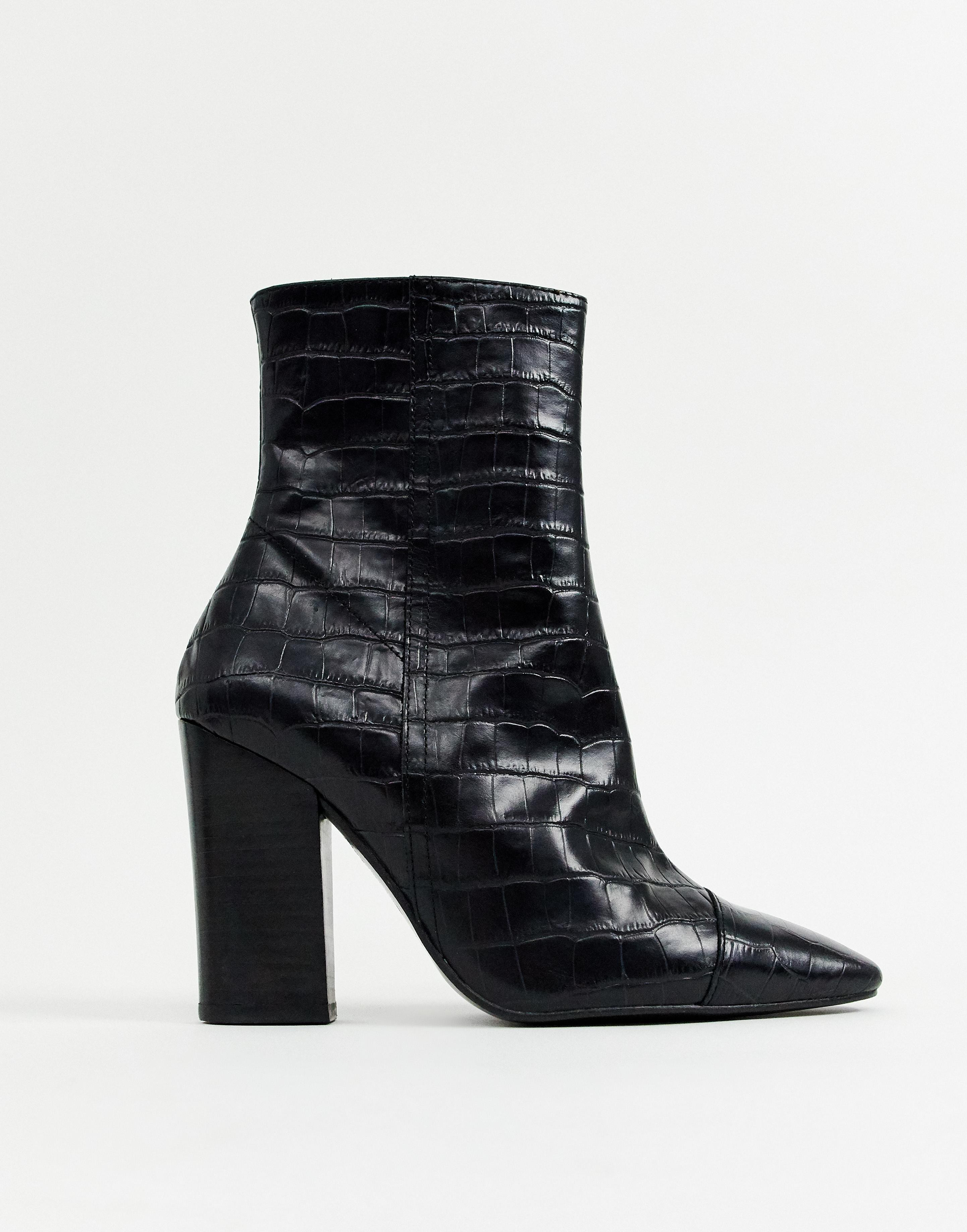 River Island + Heeled Leather Ankle Boots