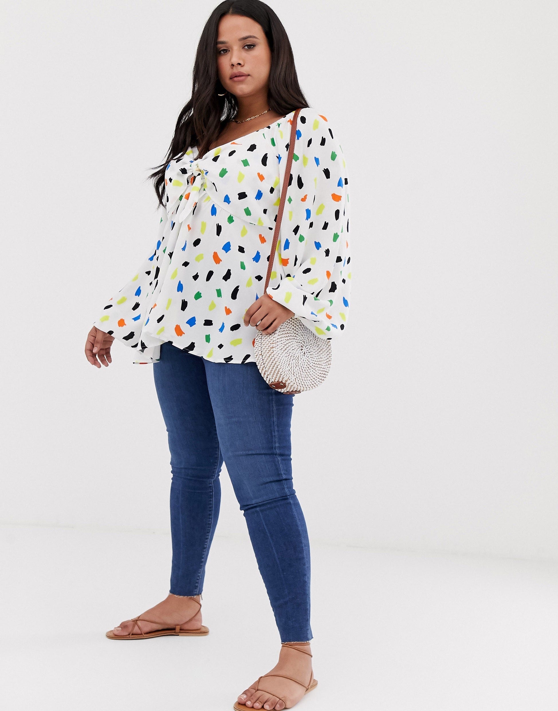 ASOS CURVE + Curve Top With Volume Long Sleeve