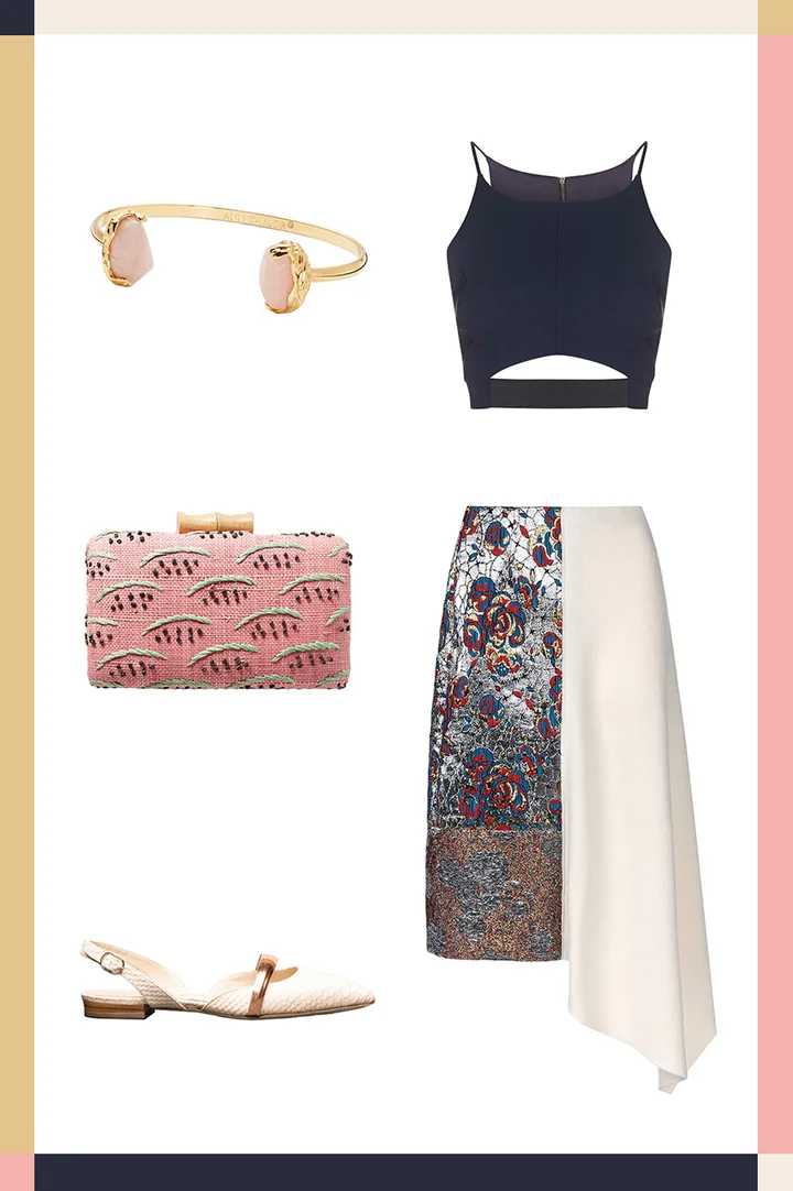 midi skirt outfit wedding