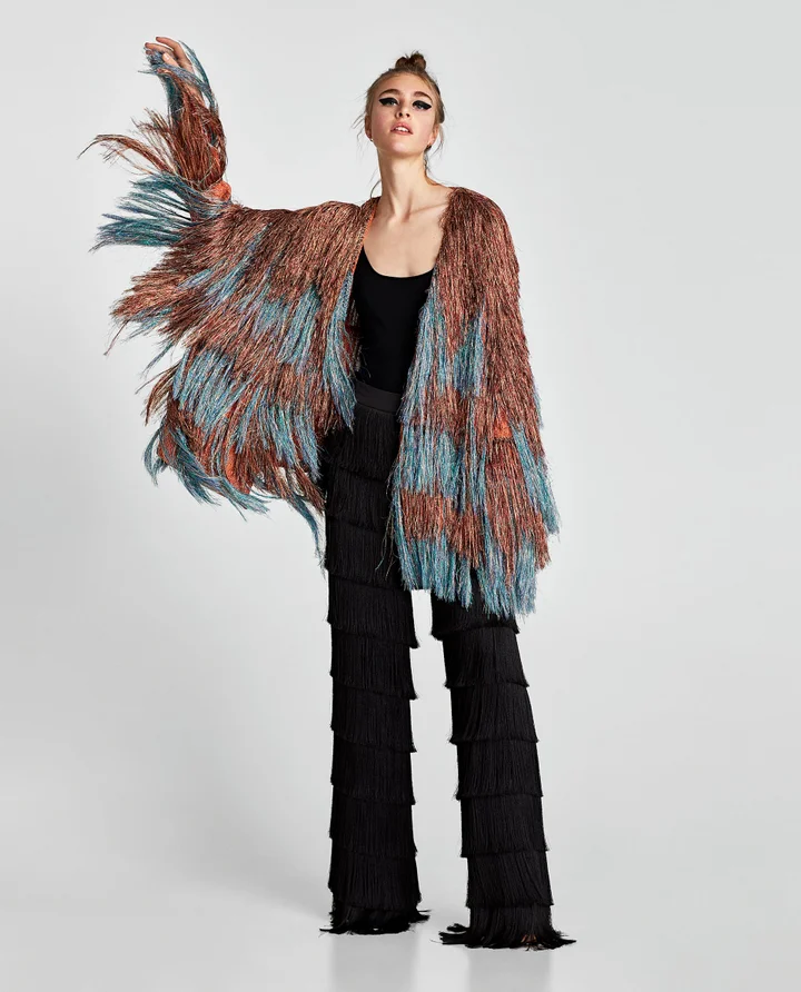 zara sequin fringe jacket