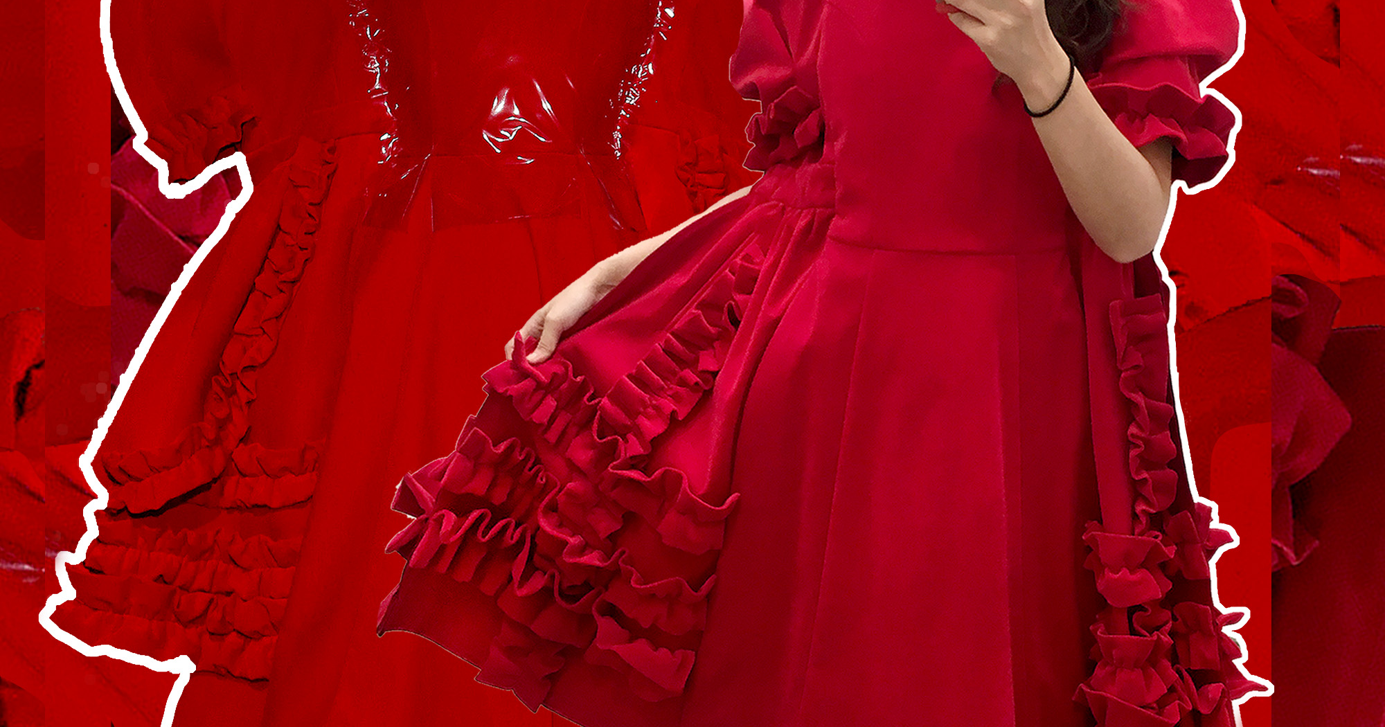 fitted lace wedding dress Comme des Garcons Girl Dotted Dress Red – Dr. Adams main image 0