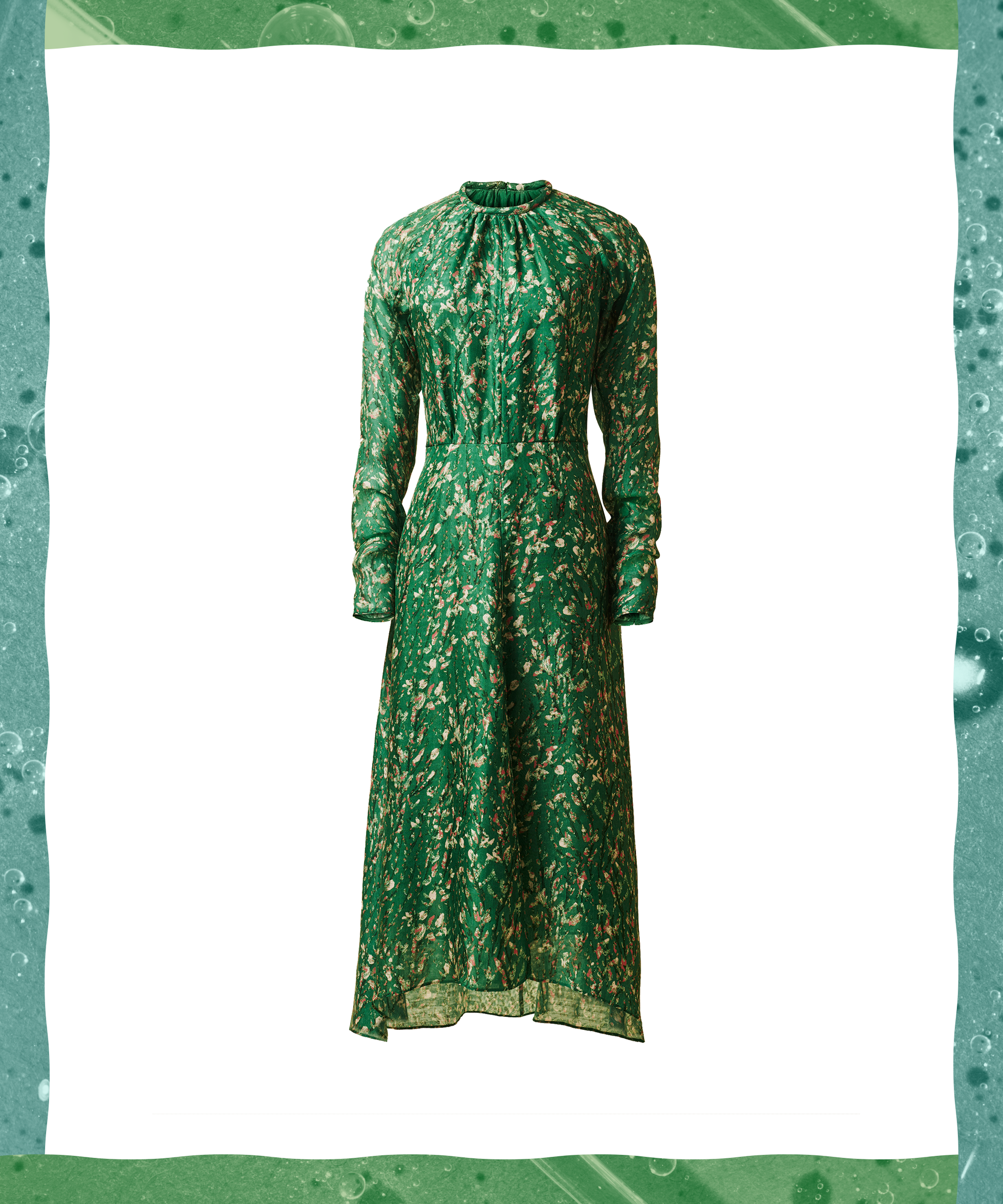 h&m conscious green dress Jacquard Green Dress