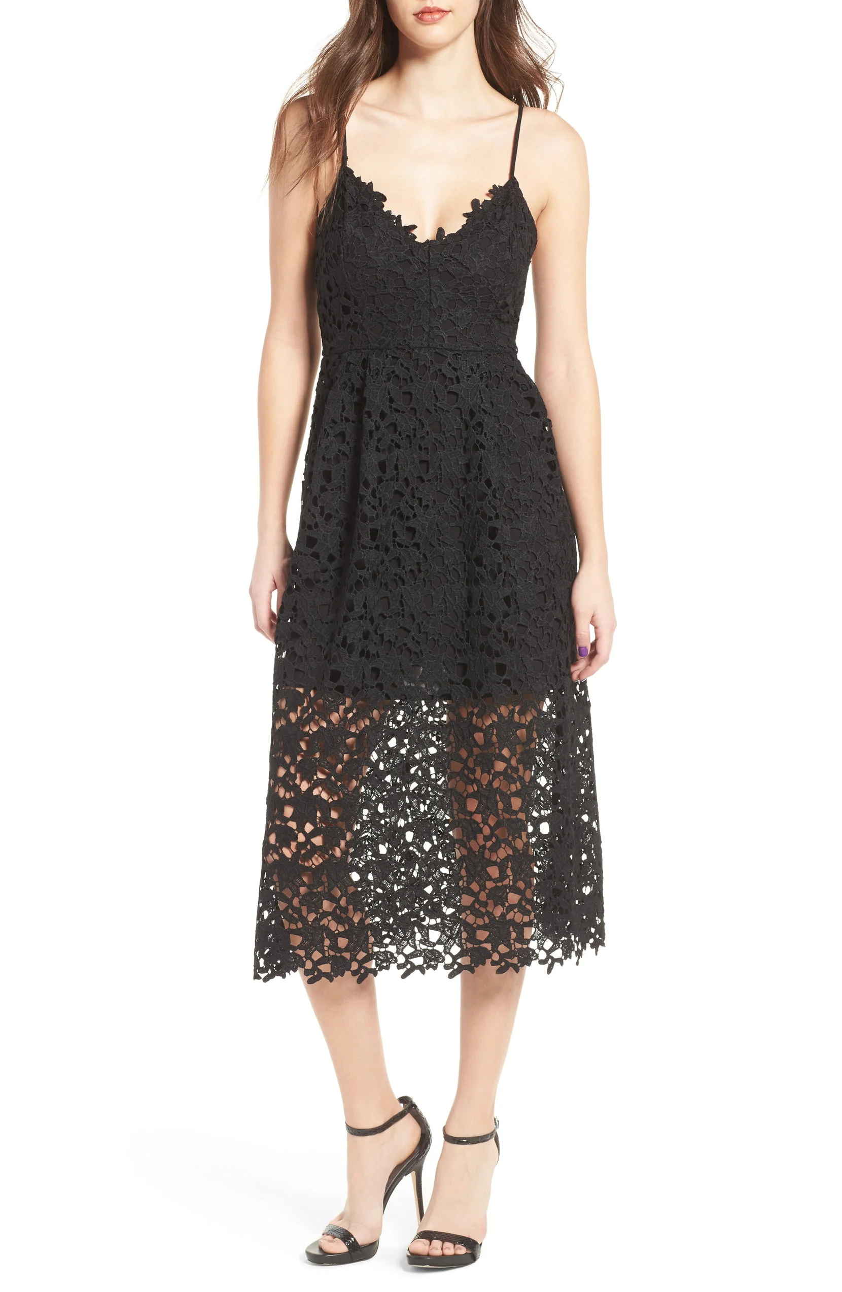 chinese dress ladies Floral Lace Knit Midi Dress main image 1