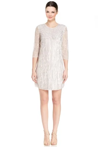 parker sequin mini dress PARKER Gold and Silver Sequin with Black Accents Strapless Silk Mini Dress