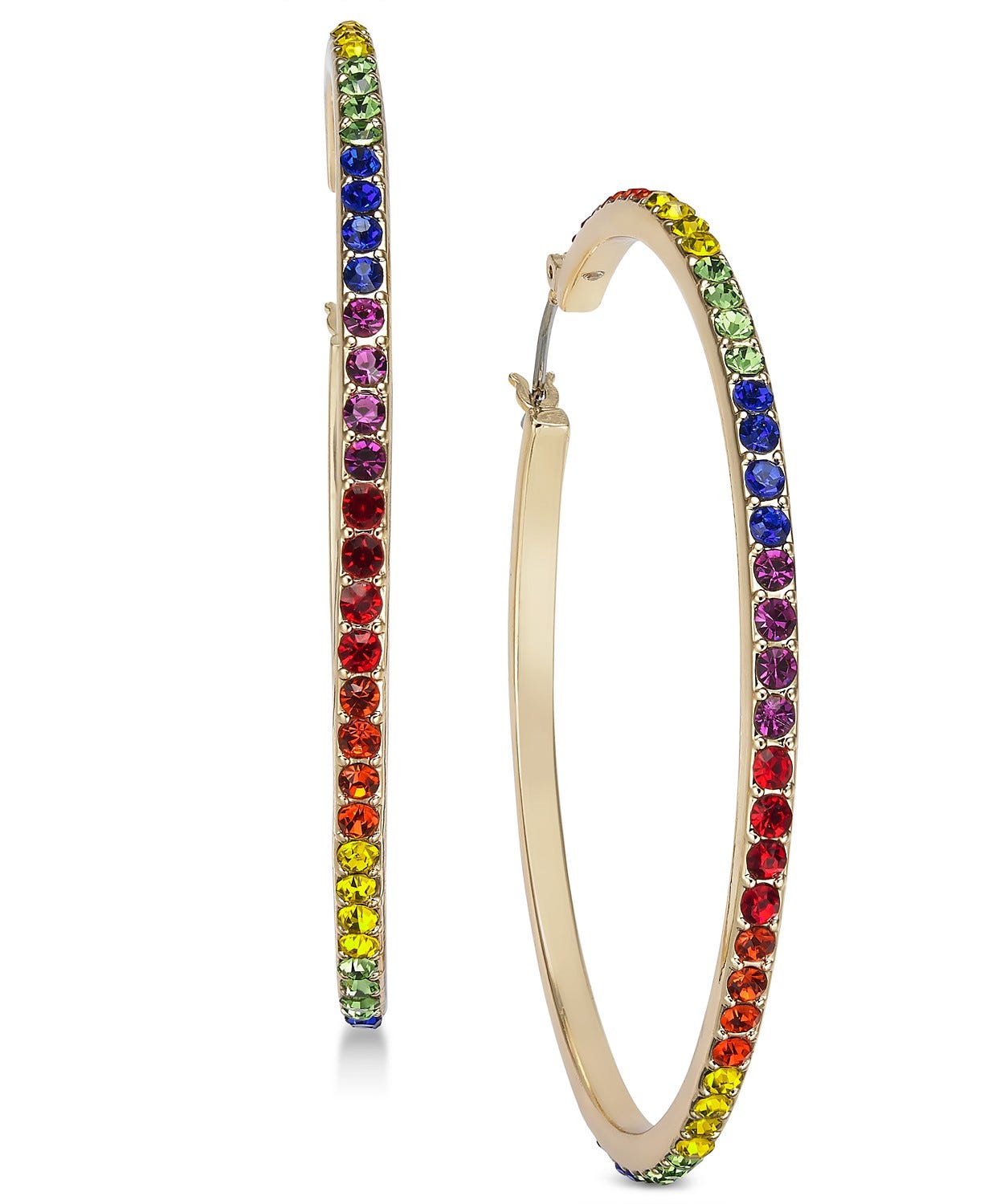 INC International Concepts + GoldTone Rainbow Crystal Hoop Earrings