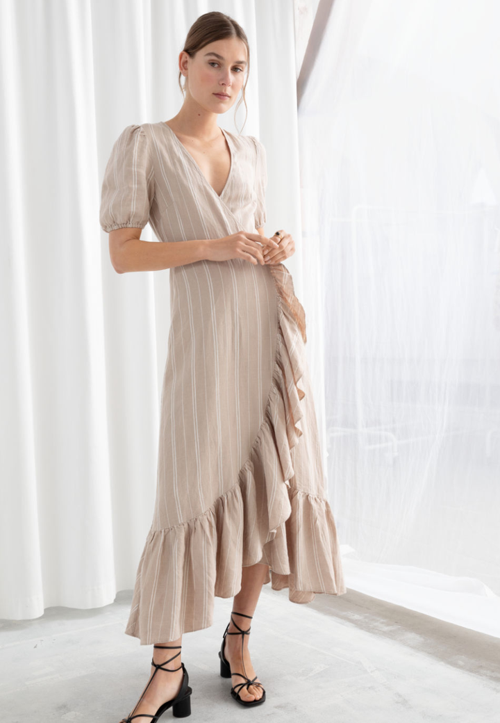 beige bridal shower dress Nude Beige Sweetheart Beaded Lace Fit Flare Wedding Dress main image 0