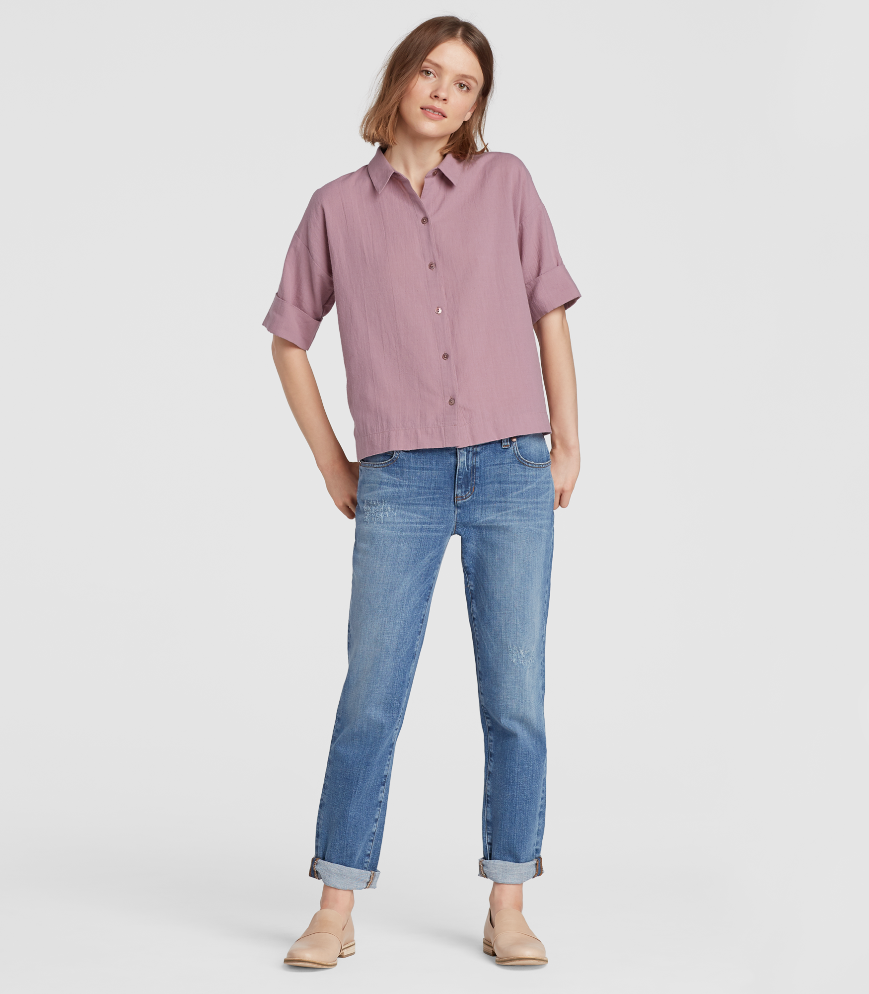 Organic Cotton Crepe Boxy Shirt