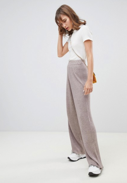 River Island Wide Leg Knitted Pants in 