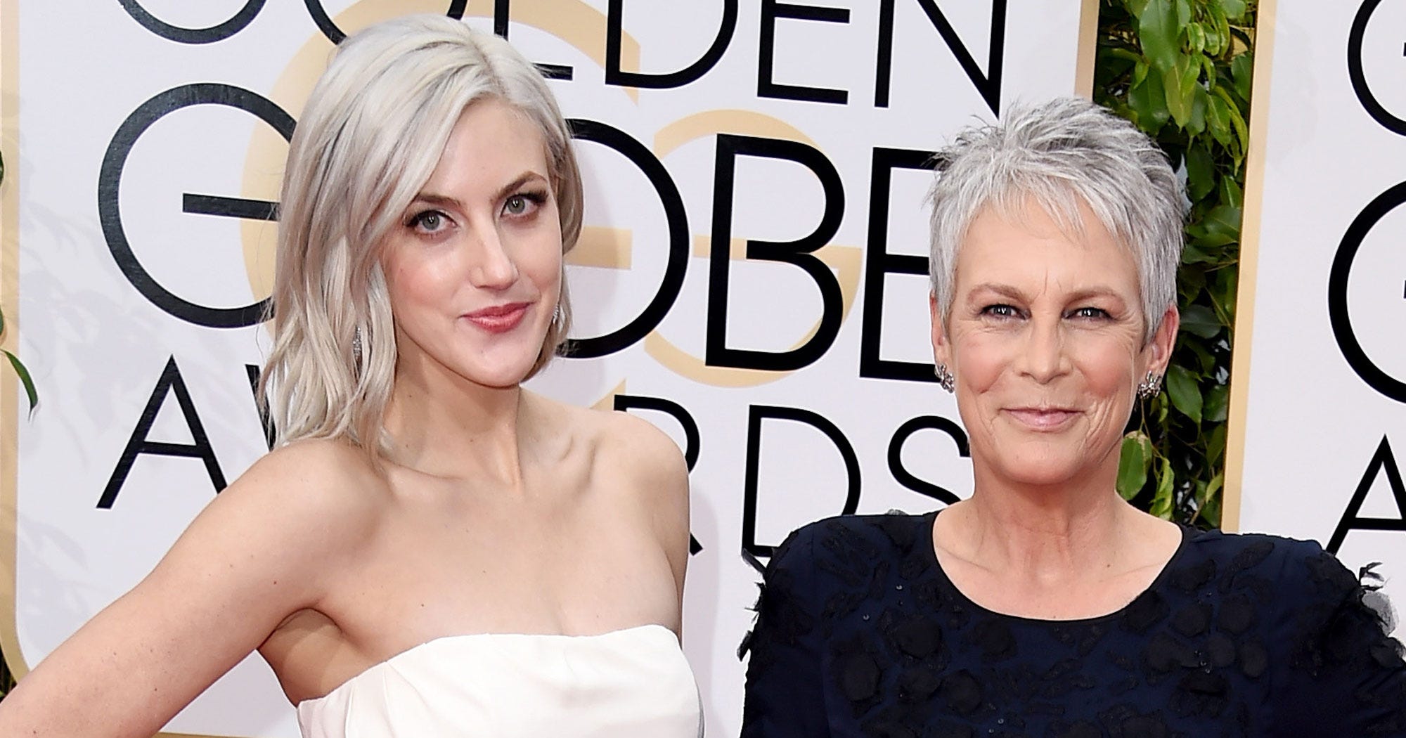 Jamie Lee Curtis Annie Guest Golden Globes Gray Hair
