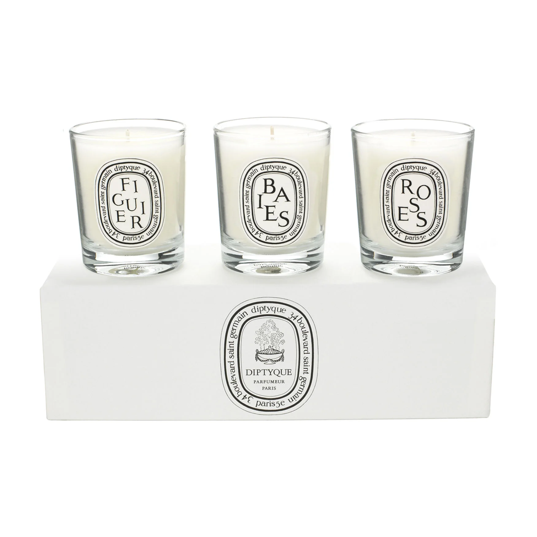 Diptyque + Baies, Figuier, Roses Mini Candle Set