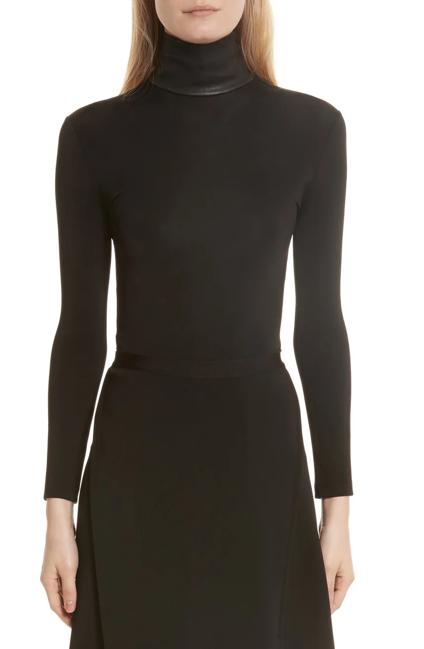 Helmut Lang + Bondage Jersey Leather Neck Top