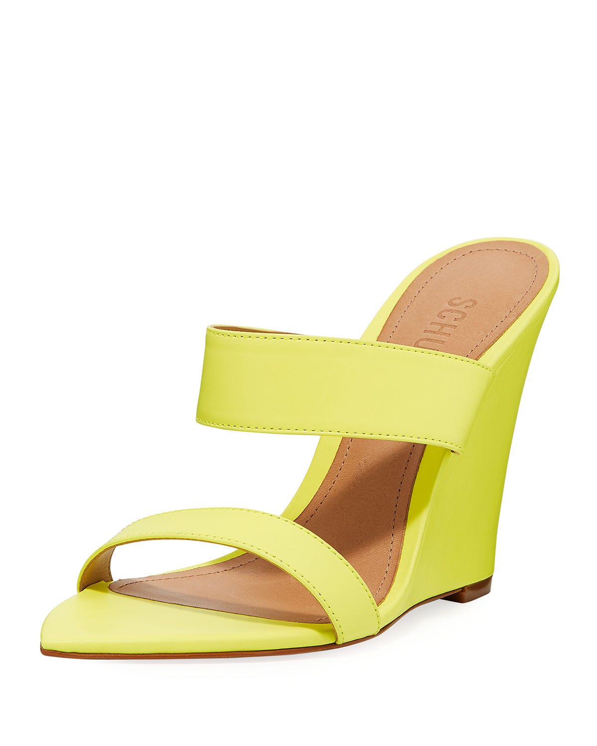 Schutz + Soraya Leather Wedge Slide Sandals