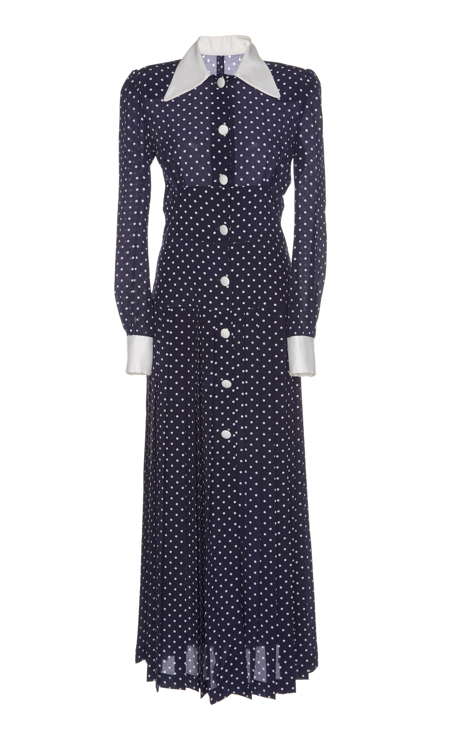 Alessandra Rich + Polka Dot Pleated Dress Alessandra Rich + Polka Dot Pleated Dress