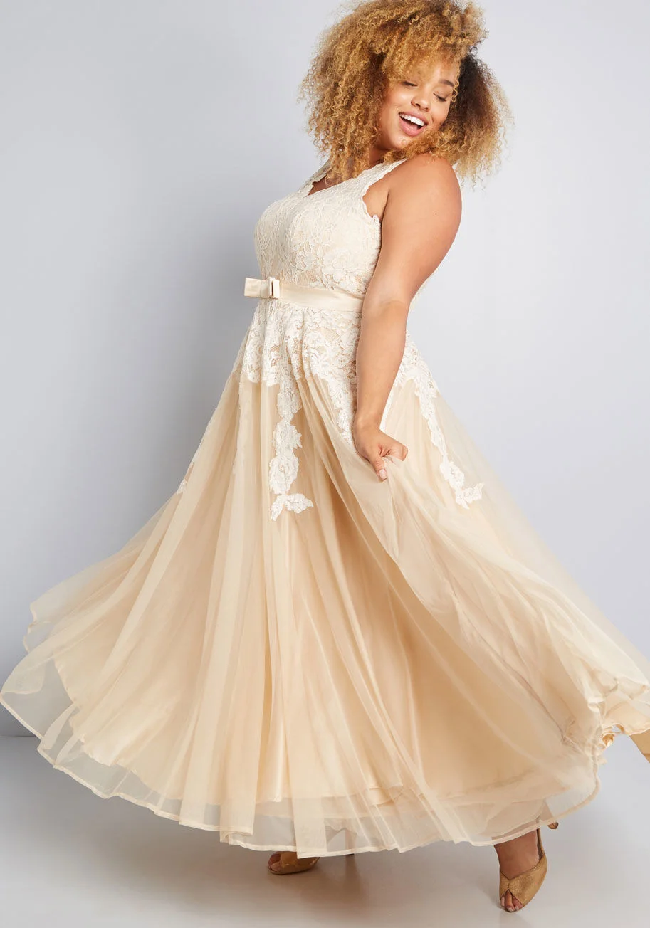 ModCloth + Memorable Magic Maxi Dress in Tea
