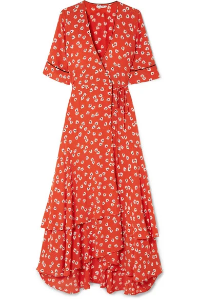 ganni orange floral dress Designer Clothes, Shoes & Bags for Women