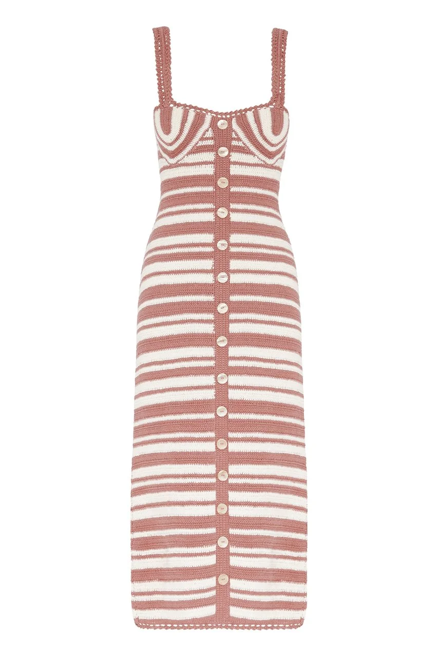 She Made Me + Daisy Cotton Crochet Balconette Midi Dress